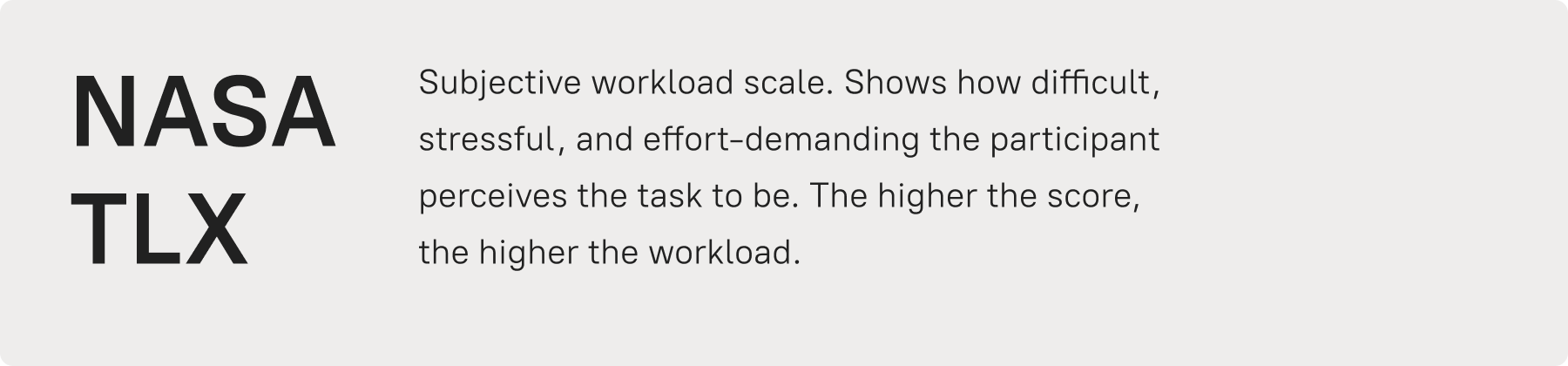 NASA TLX subjective workload scale